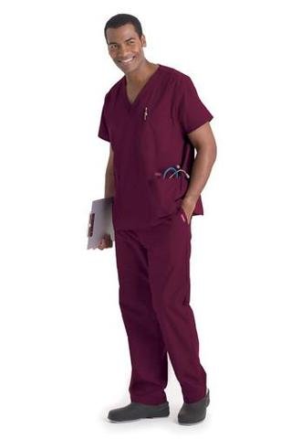 Men's 5 Pocket Scrub Top - Wine