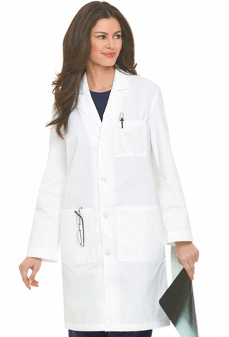 Unisex Plain Back Lab Coat - White
